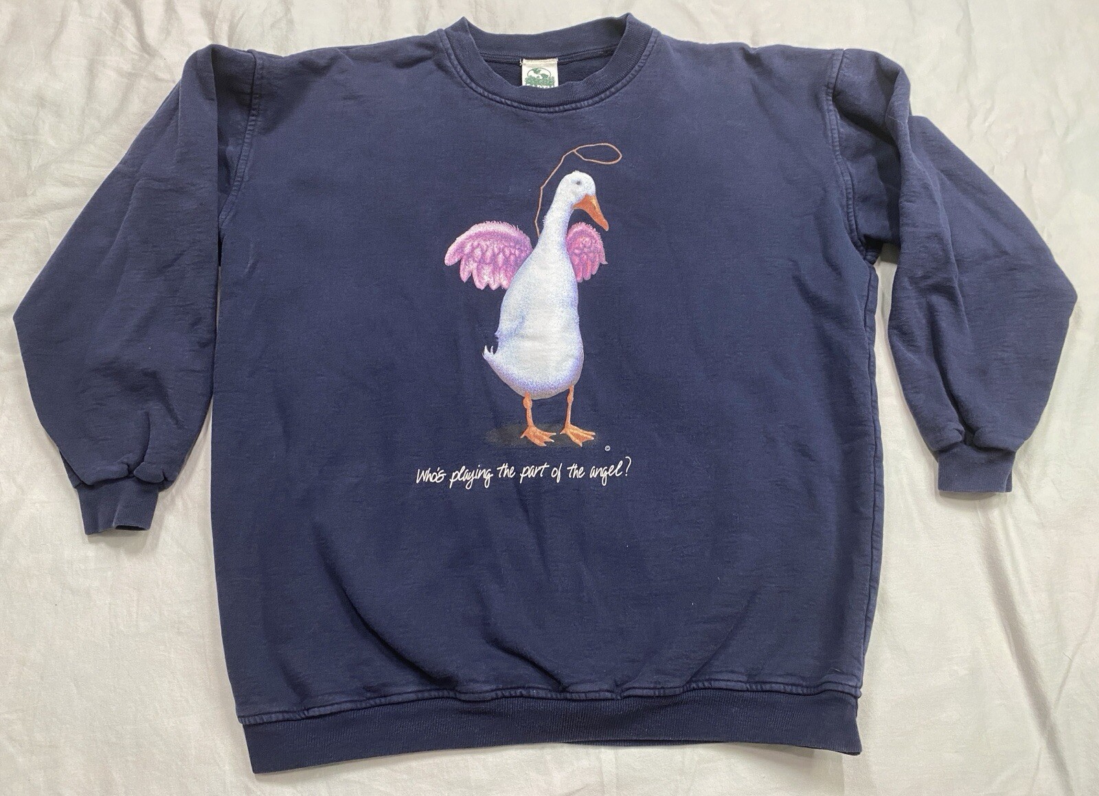 Vintage Pullover Sweatshirt Heavyweight Unisex Large Goose Angel Silly RARE READ image 2