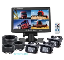 7" Monitor 3x 4PIN Heavy Duty Rear View Backup Camera 2x 10m+1x 20 Truck Tractor