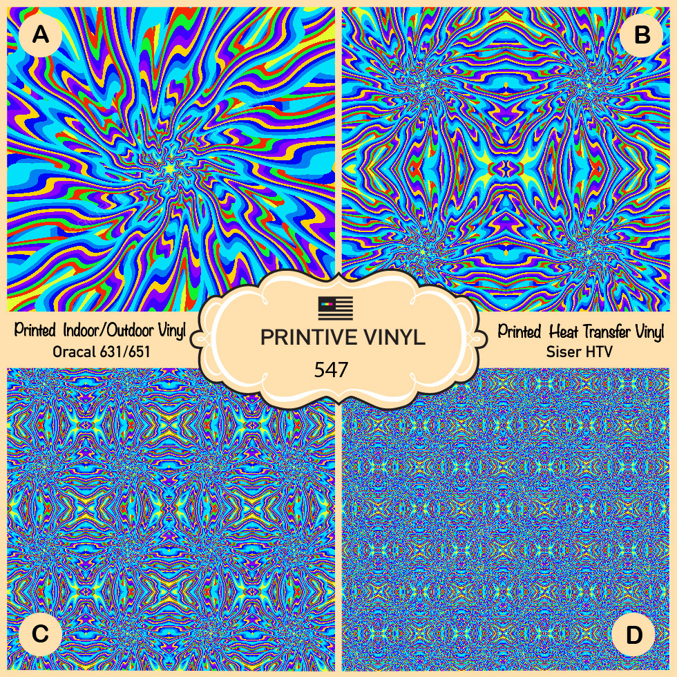 Rainbow Psychedelic Iron on Pattern Printed HTV, Oracal 651, Craft Vinyl- 547