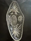 VINTAGE ANCHOR HOCKING STAR OF DAVID GONDOLA BOAT RELISH DISH 9-1/4” CLEAR GLASS
