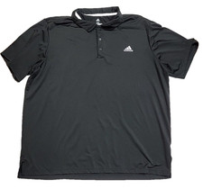 Adidas Golf Three Striped Logo Black Athletic Athletisure Polo Shirt Men's 2XL