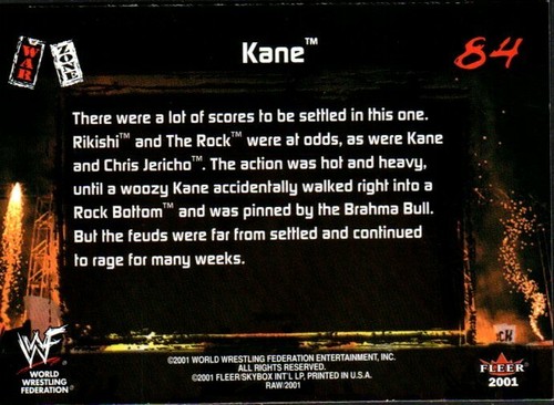 2001 Fleer WWF WWE Raw Is War Wrestling Card #84 Kane - Picture 2 of 2