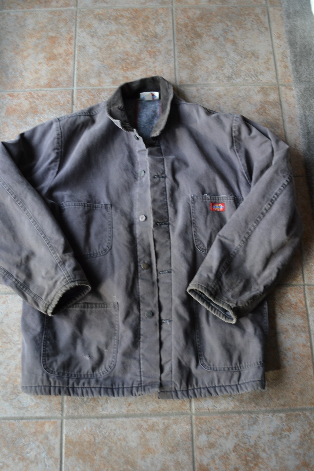 Rare VTG DICKIES Button Front Blanket Lined Corduroy Collar Chore Jacket 90s XL