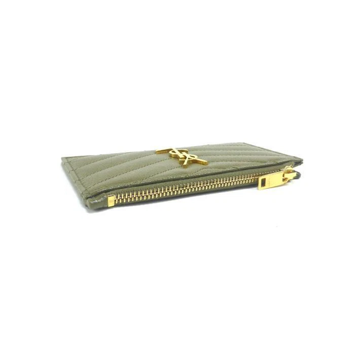 Saint Laurent Monogram Fragment Zip Card Case Coin Purse 13Cm X 8Cm Khaki  Green | Ebay