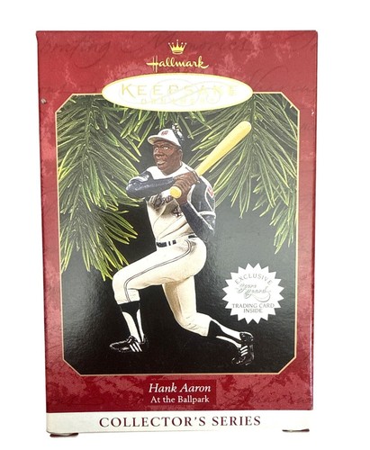 Hallmark Keepsake Hank Aaron "At The Ballpark" Ornament 1997 Baseball card mint - Picture 3 of 6