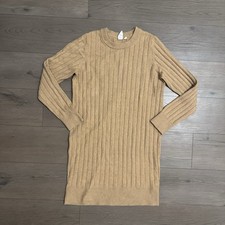 Gap Dress Women Medium Camel Tan Crew Neck Long Sleeve Sweater Dress