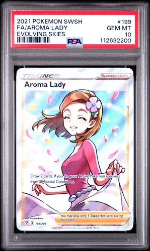PSA 10 - SWSH Evolving Skies - Aroma Lady - 199/203 - Full Art Ultra Rare
