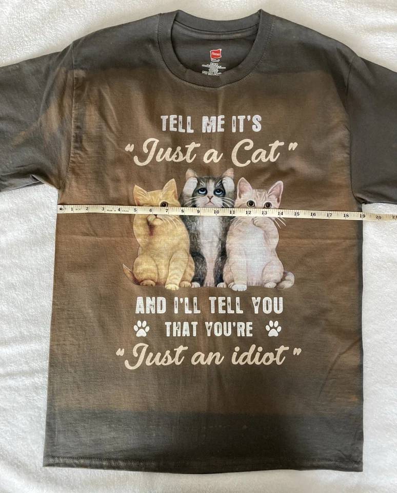 Hanes Just A Cat T-Shirt Women's Medium Grey Short Sleeved - Image 3 of 4