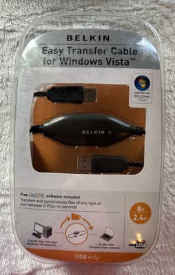BELKIN EASY TRANSFER CABLE LAPTOP PC COMPUTER 8FT CORD USB to USB SYNC FILES