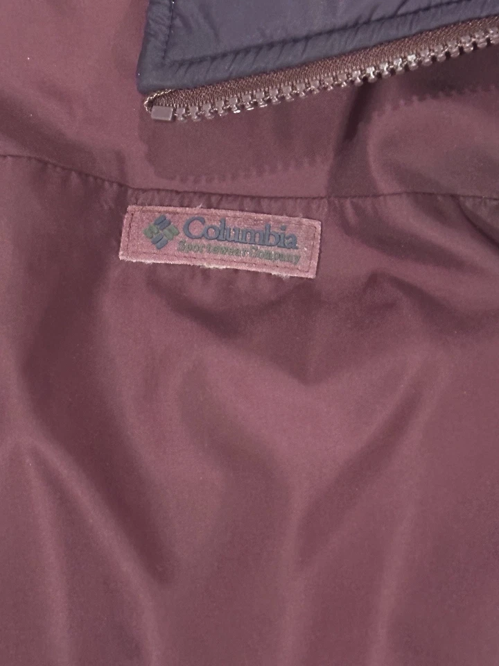Chaqueta acolchada vintage Columbia para hombre L reversible púrpura ciruela años 90 Foto 4 de 4
