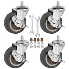 Caster Wheels, 3 Inch Stem Casters Set of 4, Heavy Duty Swivel Wheel with Bra...