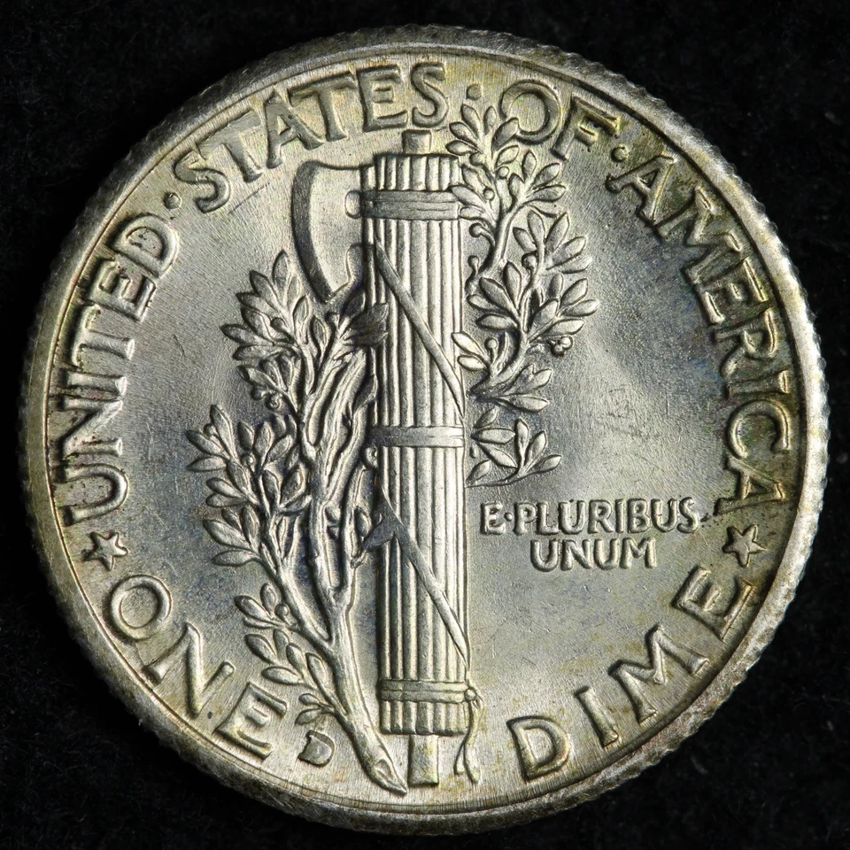 Moneda de diez centavos de plata Mercury 1934-D BU *sin circular* MS E270 GAHH Foto 2 de 2