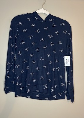 Rumi & Ryder Brushed Black Hoodie Pullover W Bows Girls XL 16/18 NWT