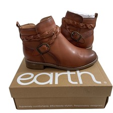 NIB Earth Nicole Medium Brown Leather Braided...