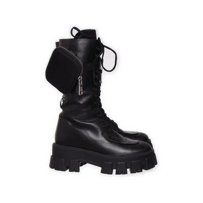 Prada, Stiefel, Größe: 36 1/2, Monolith, Schwarz, Leder, Damen #A6P
