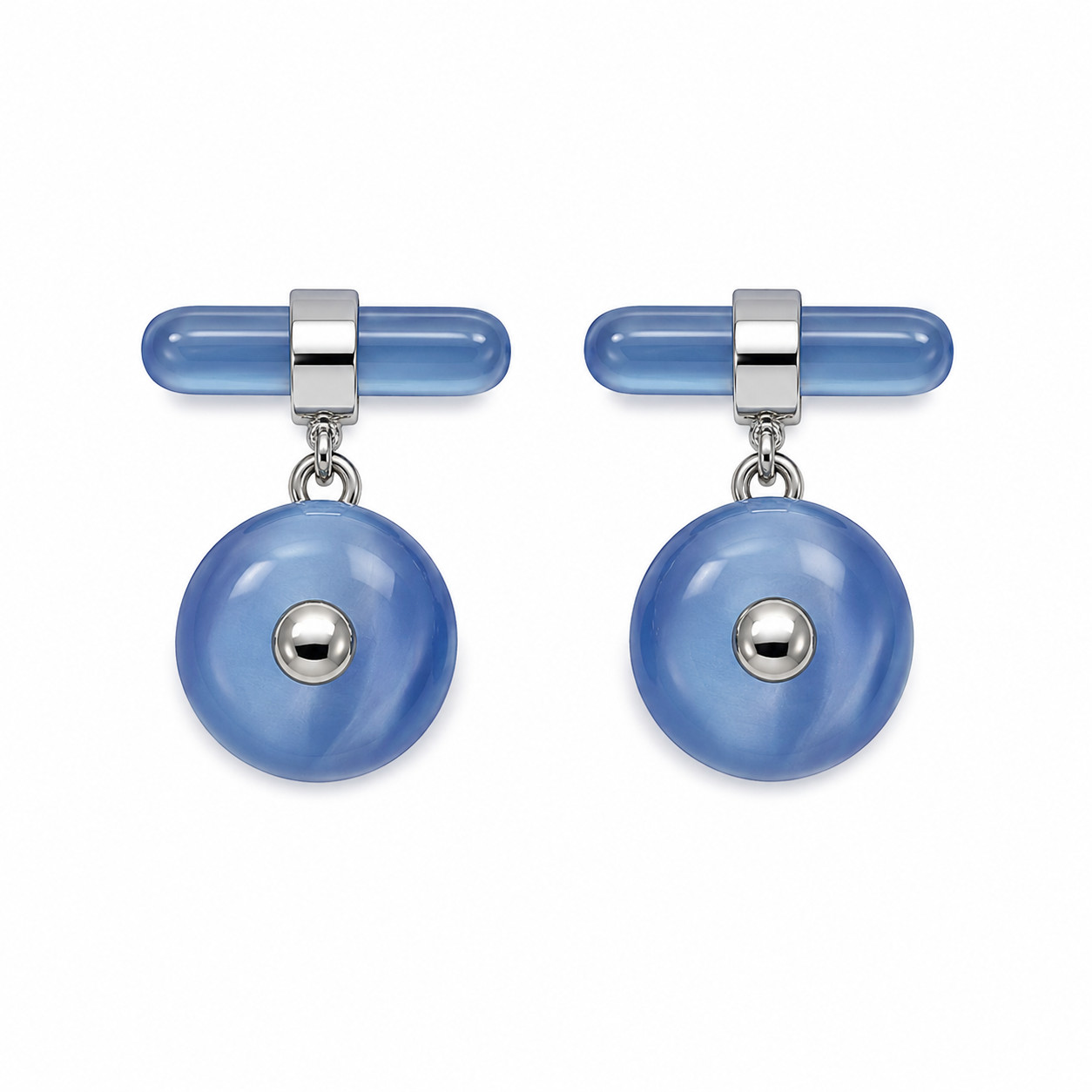 Chain Link Baby Blue Cat's Eye Cufflinks for Men – Onyx Art CE23