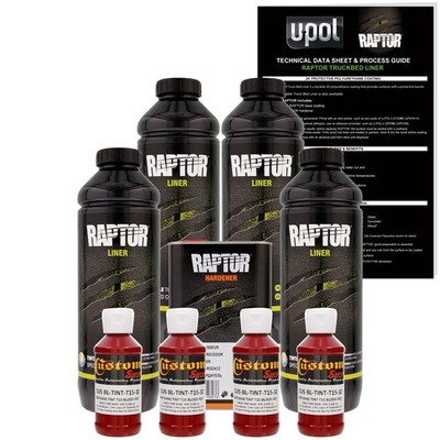 U-POL Raptor Tintable Blood Red Spray-On Truck Bed Liner Coating, 4 Quarts
