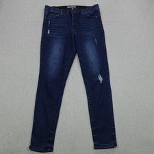 Wit Wisdom Jeans Womens 16 Blue Dark Wash Skinny Distressed Stretch Denim Pants