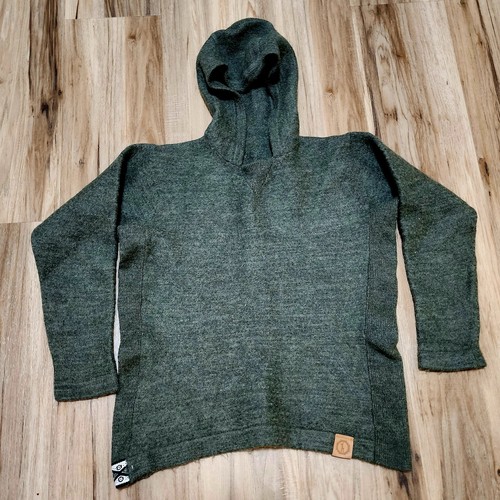 Paka The Hoodie Alpaca Wool Blend Handmade Sweatshirt Color Green XS