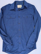 Sears Fieldmaster Vintage 60s 70s Blue Work Shirt Mens Med 15 Cotton Poly Blend