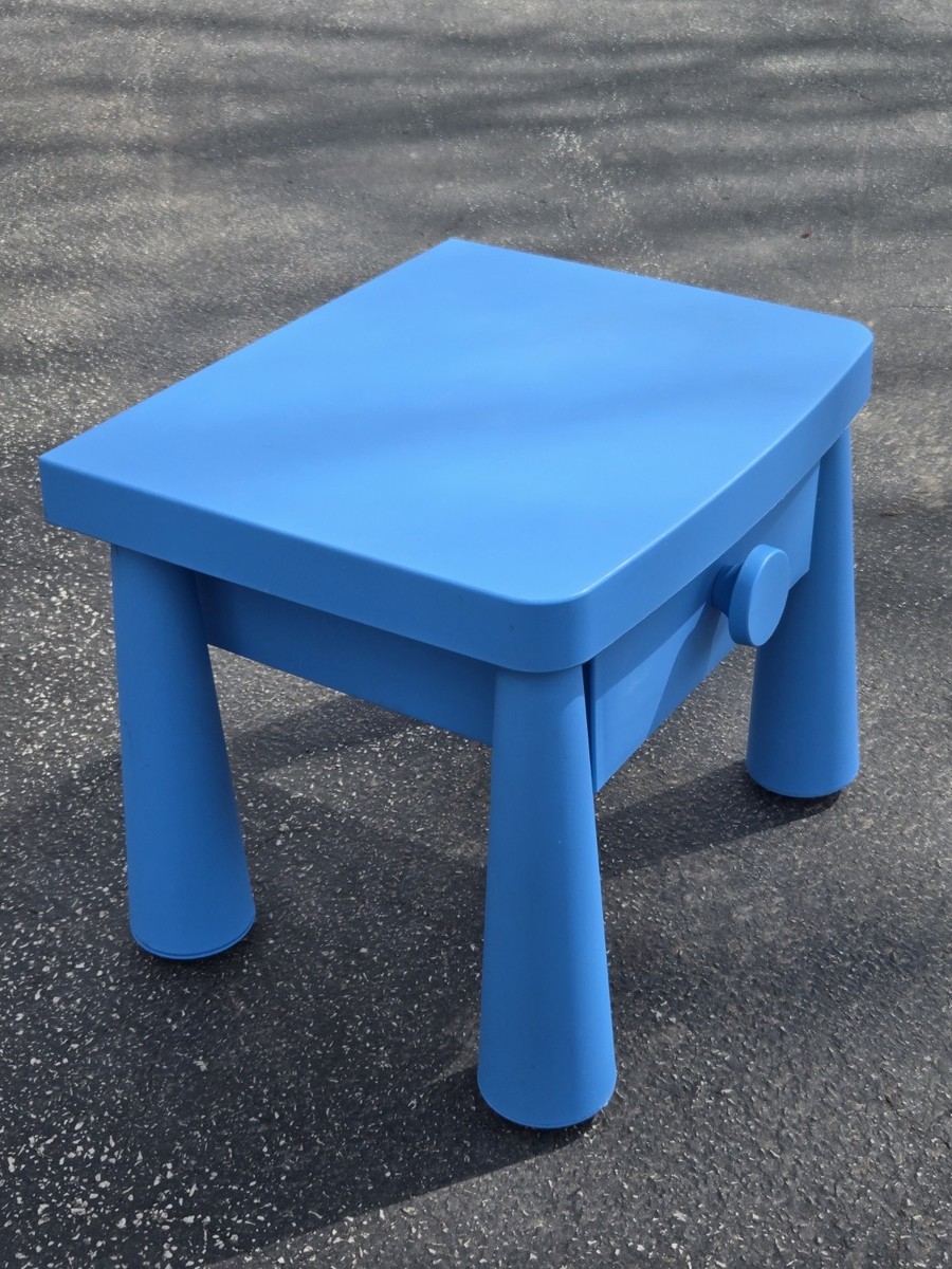 Vintage IKEA MAMMUT Blue Kids Nightstand *cracks/fixed | eBay