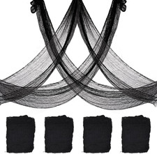 4 Pack Halloween Creepy Cloth Decorations, 30X72 Inch Black Scary Halloween Gauz