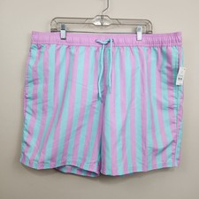 New! MAD ENGINE Mens Striped Swim Shorts Trun...