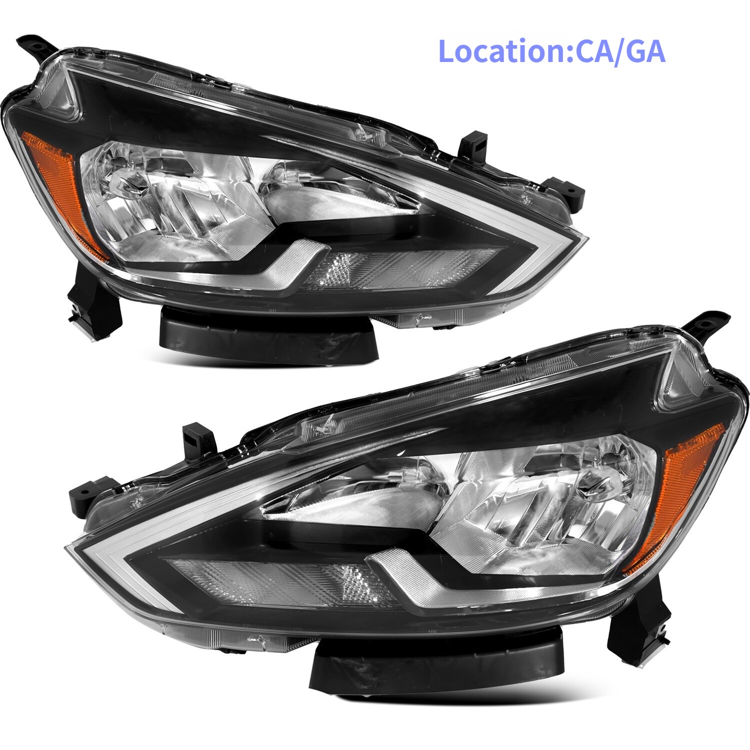 For 2016-2019 Nissan Sentra Sedan 4DR Headlights Assembly Headlamps Left+Right