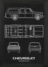 Chevrolet Suburban 1984 Framed Wall Art Poster Canvas Print Picture