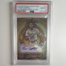 Topps 2022 Bowman Inception Tyger Campbell Gold V1 Foil Auto /50 PSA 10 UCLA