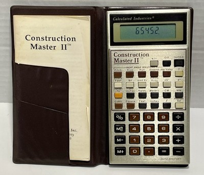 Vintage 1988 Construction Master II Calculator Model 3078 Taiwan w/ Box & Case