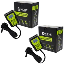 NICHE 1-AMP Fully-Automatic LCD Smart Battery Charger 12-volt Trickle 2 Pack