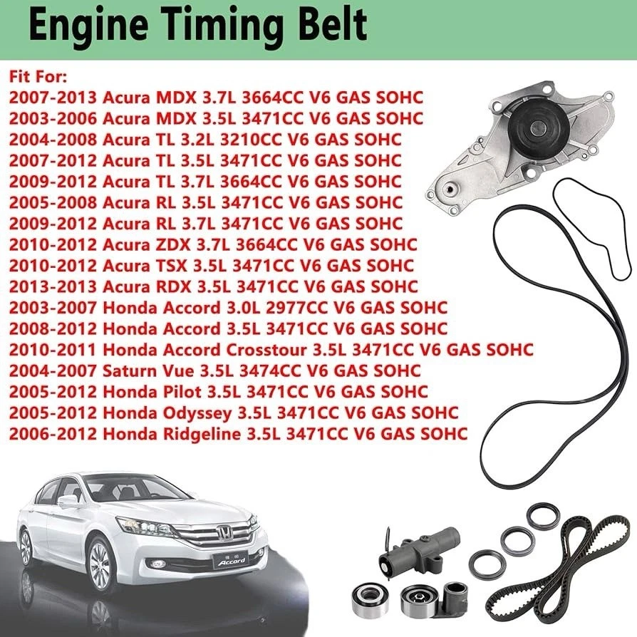 Kit de correa de distribución del motor con bomba de agua-SOHC, código Eng: J35Z2, i-VTEC, 24 válvulas Foto 3 de 4