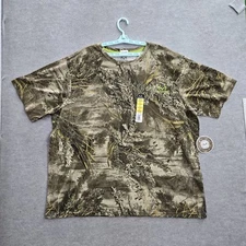 Realtree Men Shirt 3XL (54-56) Brown Camouflage Activewear Logo Short Sleeve NWT