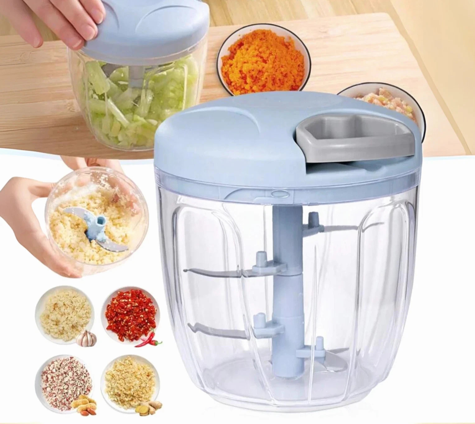 Vegetable Chopper Manual Food Processor Portable Hand Pull S