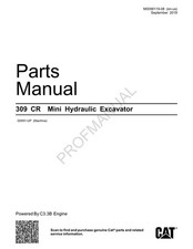 Caterpillar Cat 309 CR Mini Hydraulic Excavator Parts Catalog Manual ser GW91-UP