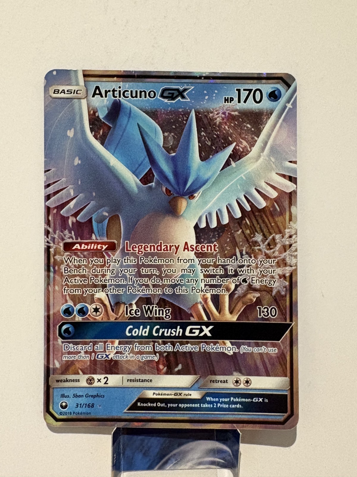 Pokemon Card Articuno GX 31/168 Celestial Storm Ultra Rare Near Mint