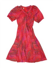 VINTAGE Womens Abstract Pattern A-Line Dress EU 38 Medium Red Polyester AC14