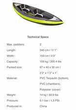 ITIWIT Inflatable 2-Person Kayak 340cm x 103cm w/ Pump & Bag