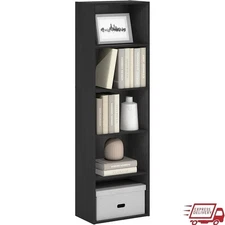 5-Tier Bookshelf Wood Storage Organizer Modern Heavy Duty Bookcase Office Dorm