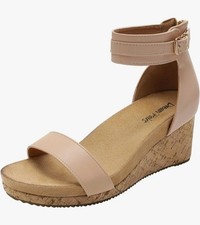 DREAM PAIRS Women's Open Toe Buckle Ankle Strap Wedge Sandals Summer Nude Sz 10