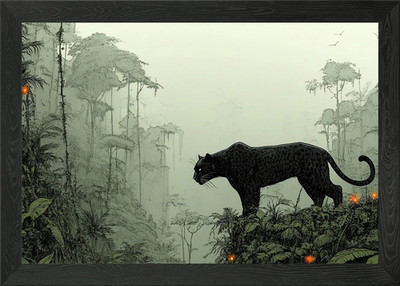 Schwarzer Panther im Dschungel gerahmtes Wandbild Poster Leinwanddruck Bild