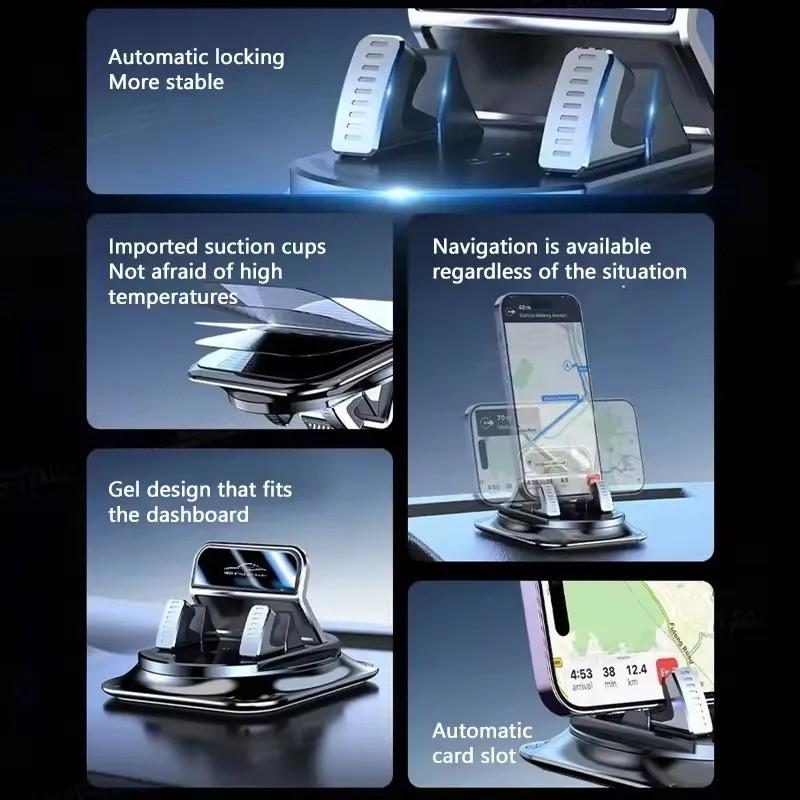 SEAMETAL Car Phone Mount Anti Slip Silicone Dashboard Phone Holder 360-Degree — image 5