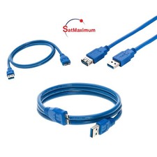 USB 3.0 Extension Cable Blue AM to AF Super Speed EXT Cord 3-15ft Multi-Pack LOT