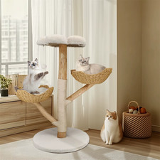 Modern Cat Tree Activity Tower with Plush Cushion and Toy Ball Sisal Scratching