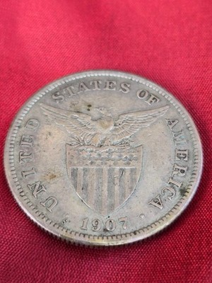 1907-S 1 Peso Philippines US San Francisco Mint Silver Coin USA