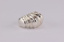 Sterling Silver 16mm Rippled Rib Textured Dome Statement Band Ring 9g 925 Sz: 7