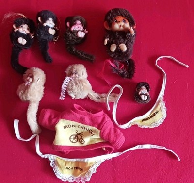 7x Monchichi Klammeraffe Weiß Sekiguchi 70er Monchschichi Zubehör Figur Kleine