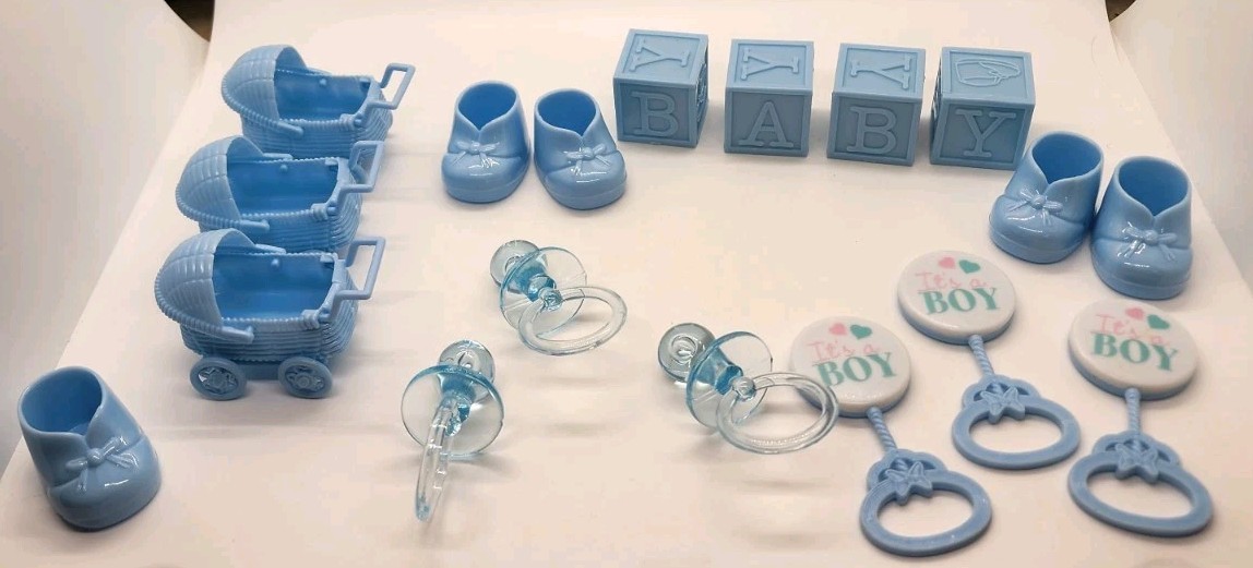 Its A Boy Baby Shower Party Favors Blocks, Shoes, Carriages & Pacifiers