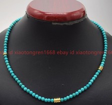 Exquisite Natural 4mm Turquoise Necklace Round Gemstone Necklace16-36in AAA 